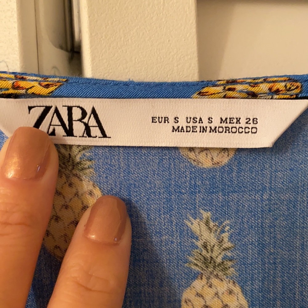 Zara Pineapple Pattern Deep V Blouse - image 5